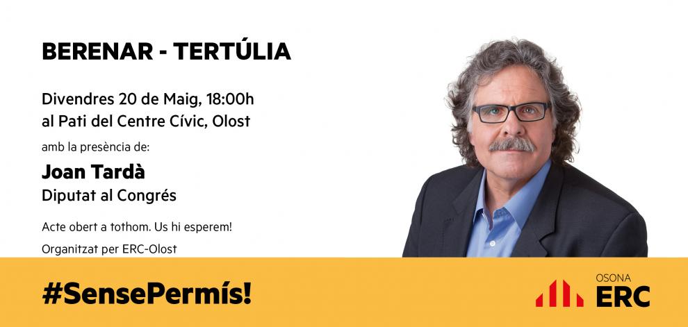Berenar - tertúlia amb Joan Tardà, Diputat al Congrés